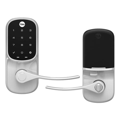 Yale Assure Lever, Touchscreen Keypad Door Lever (for doors with no deadbolt) - Keyless entry with pin code unlocking and one-touch or Auto-Locking - Satin Nickel