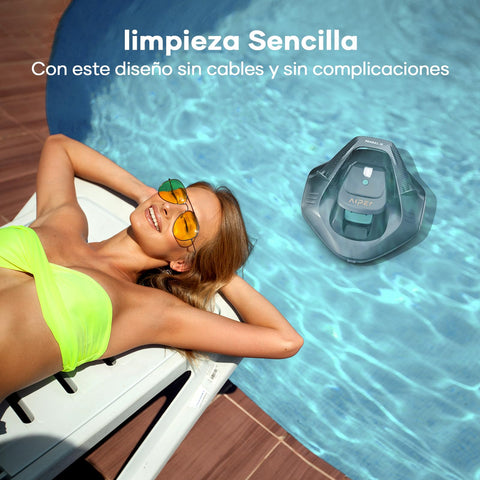 AIPER Seagull SE Pool Robot, Pool Vacuum Cleaner Lasts 90 Minutes, LED Indicator, Automatic Parking, Robot Pool Cleaner for Flat Above Ground Pools up to 80 m²