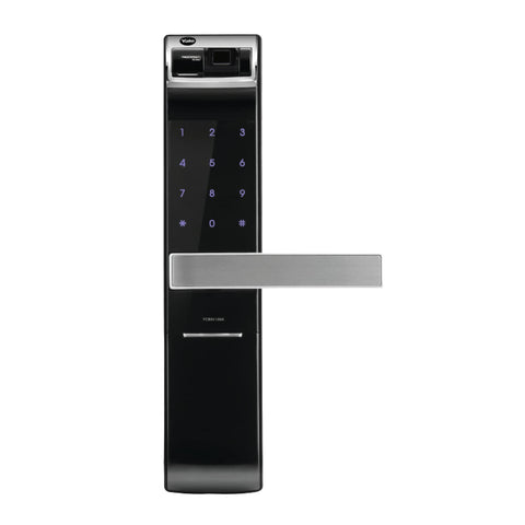 Yale Smart Lock YDM4109A, with fingrprint, Pin code & mechnical key for keyless home entry Auto locking and emergency power supply, Adjustable handle suitable for right or left handed doors.