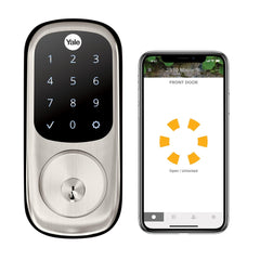 Yale Satin Nickel Assure Lock with Wi-Fi Connected Touchscreen, Smart Entry Door Lock with Digital Electronic Keypad and Back Up Key, ‎YRD226-CBA-619