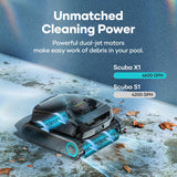 AIPER Scuba X1 Cordless Robotic Pool Cleaner, 6600 GPH High-Power Suction with Dual-Jet, Multi-Layer Filtration System, Horizontal Waterline Scrubbing, Ideal for Inground Pools