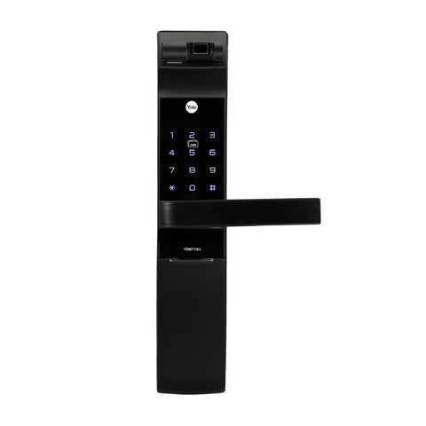Yale YDM 7116 Smart Door Lock with Biometric, Pin, RF Card, Bluetooth, Mechanical Keys and App Enabled Access, WiFi Optional (Matt Black Finish)