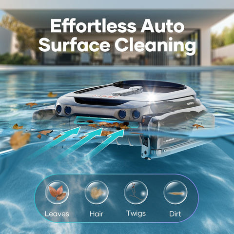(2024 New) AIPER Surfer S1 Solar Powered Robotic Pool Skimmer with APP Support, Dual Charging Options, Pool Temperature Monitor, Manual Control, Salt Chlorine Tolerant Motors