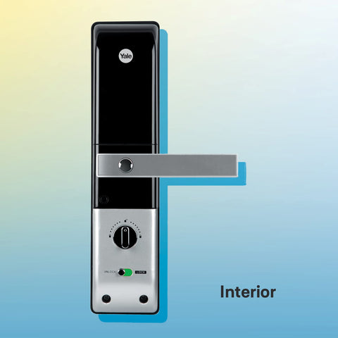 Yale Smart Lock YDM4109A, with fingrprint, Pin code & mechnical key for keyless home entry Auto locking and emergency power supply, Adjustable handle suitable for right or left handed doors.