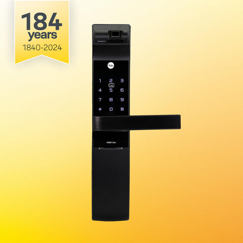 Yale YDM 7116 Smart Door Lock with Biometric, Pin, RF Card, Bluetooth, Mechanical Keys and App Enabled Access, WiFi Optional (Matt Black Finish)